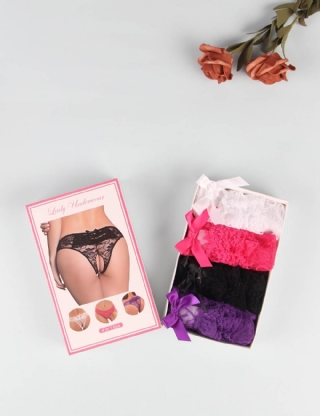 Open Crotch Floral Lace Panty 4in1 Box