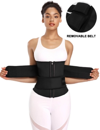 Zippered 9 Steel Bones Removable Double Belt Trainer