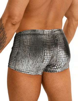 Gold  Low-rise Faux Snakeskin Men Boxer