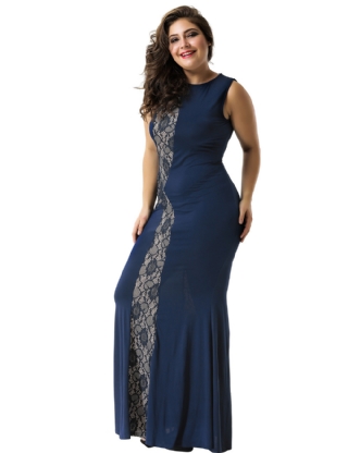 Lace Panel Maxi Dress