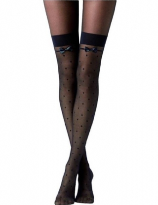 Jacquard Bow Tie Black Spot Stockings