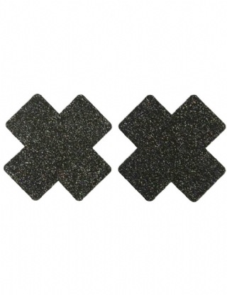 Black Glitter Cross Nipple Cover