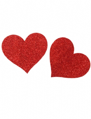 Red Glitter Heart-shaped Nipple Cover