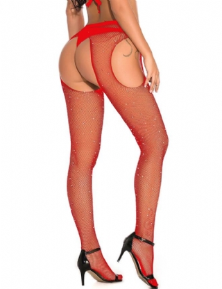 Red Fishnet Diamonds Pantyhose 