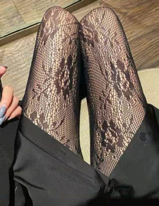 Black  Sexy Floral Fishnet Pantyhose