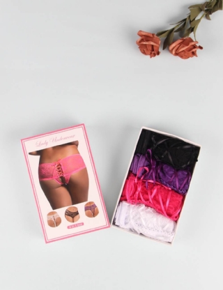 Open Crotch Floral Lace Panty 4in1 Box