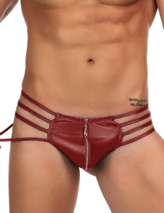 Mens Synthetic Leather Sexy Zipper Panties