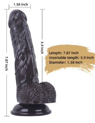 Brown Black Color Realistic PVC Dildo AdultSex Toys- 7.87 Inch