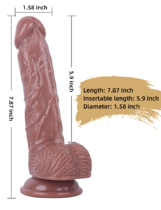 Dark Brown Color Realistic PVC Dildo AdultSex Toys- 7.87 Inch
