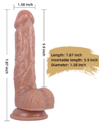 Dark Skin Color Realistic PVC Dildo AdultSex Toys- 7.87 Inch