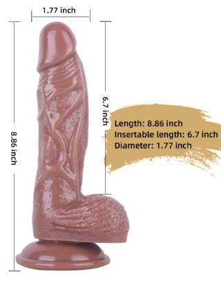 Dark Brown Color Realistic PVC Dildo AdultSex Toys- 8.86 Inch