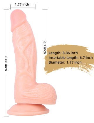 Light Skin Color Realistic PVC Dildo AdultSex Toys- 8.86 Inch