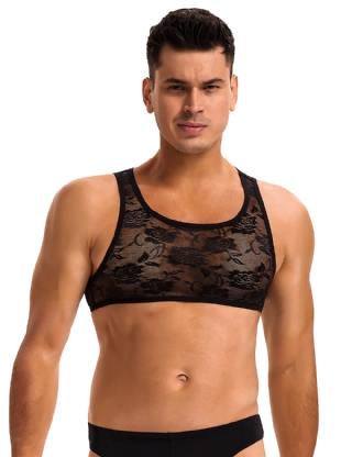 Black Men Sexy Lace Lingerie Top