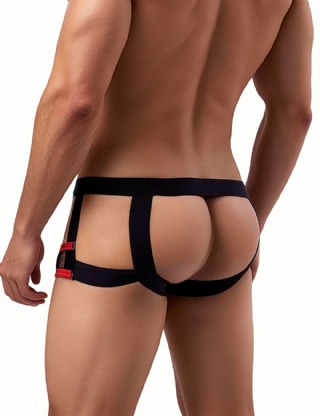 Red Patent Leather Mesh Sexy Low Waist Men Jockstrap