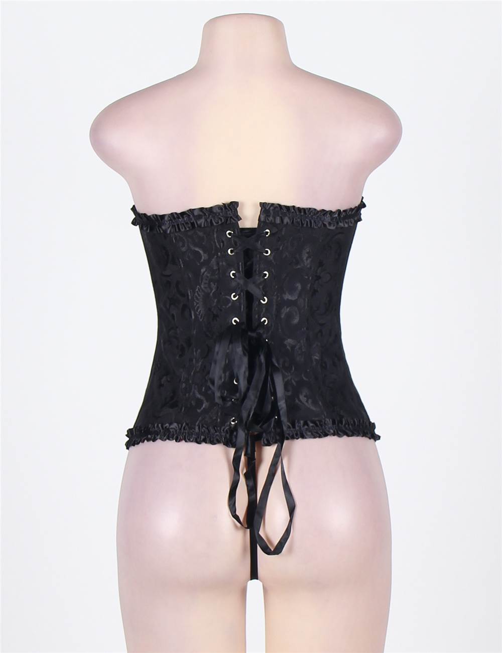 Black corset hook up with dick