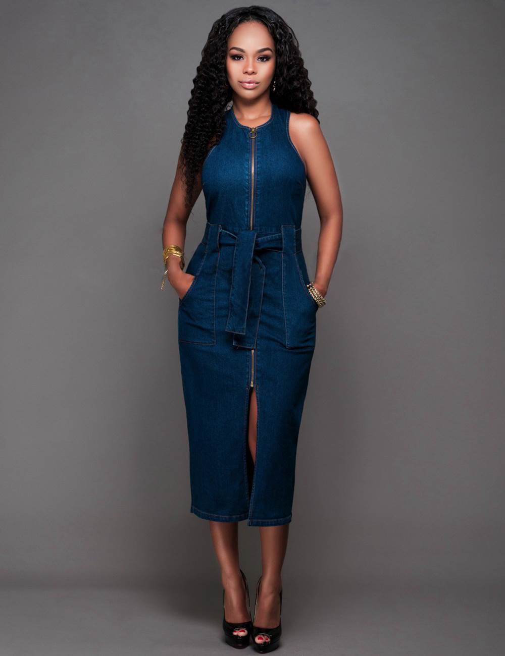 sleeveless long frocks
