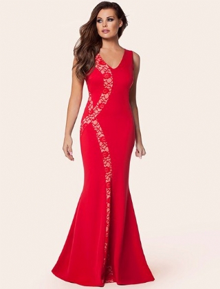 Lace Panel Maxi Dress